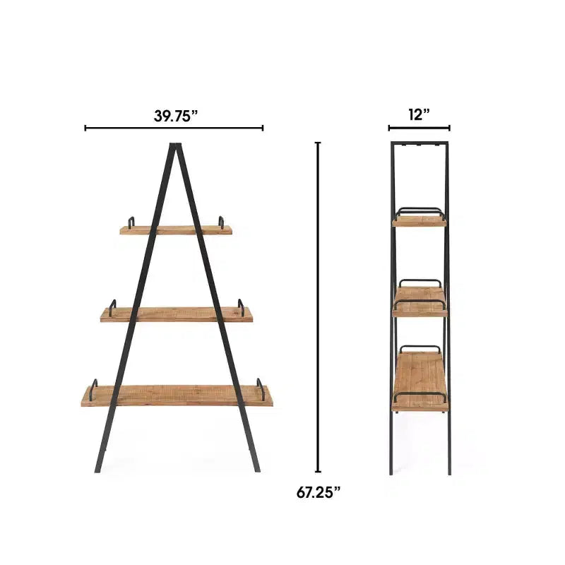 Libreria industriale 67" Morris A-Frame naturale/nero - Finch: Struttura in metallo, 3 ripiani