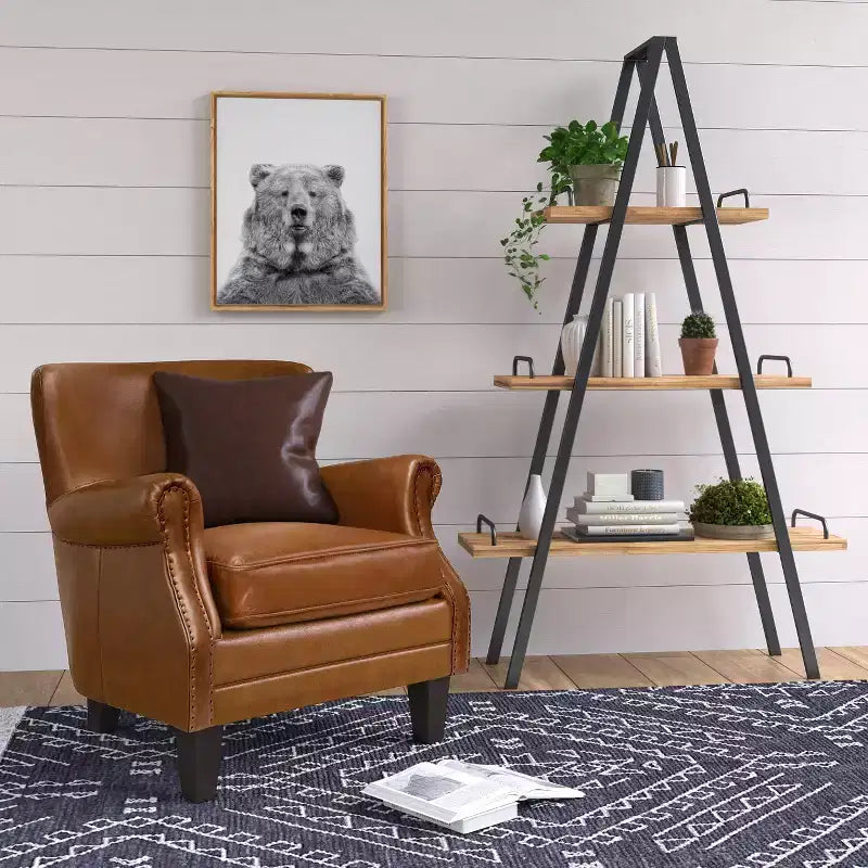Libreria industriale 67" Morris A-Frame naturale/nero - Finch: Struttura in metallo, 3 ripiani