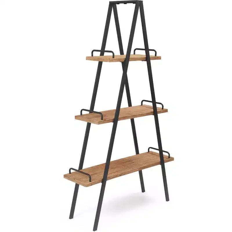 Libreria industriale 67" Morris A-Frame naturale/nero - Finch: Struttura in metallo, 3 ripiani