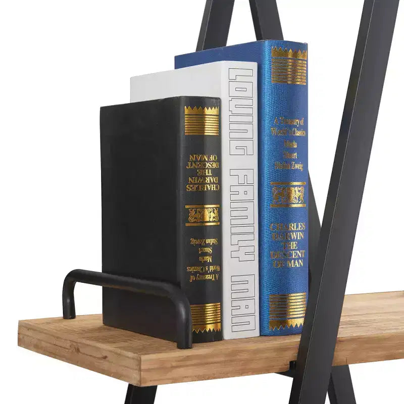 Libreria industriale 67" Morris A-Frame naturale/nero - Finch: Struttura in metallo, 3 ripiani