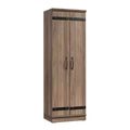 Sauder Homeplus 2 Door Farmhouse Storage Cabinet Salt Oak: Laminated Adjustable Shelves, MDF Frame