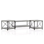 HOMES: Inside + Out 3pc Rosslea Coffee Table and 2 End Tables Set Black/Gray