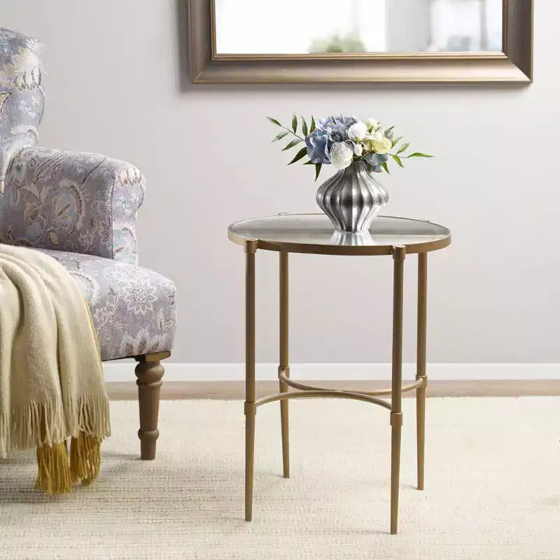 Tavolino ovale Lia Accent bronzo antico - Martha Stewart: Piccolo tavolino specchiato, stile rustico country