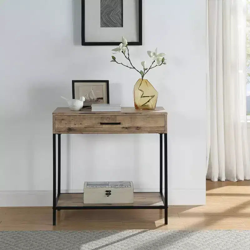 Tavolo da ingresso Quinton 30" Rovere recuperato - Arredamento OSP Home: Telaio in acciaio, Cassetto, Ripiano inferiore