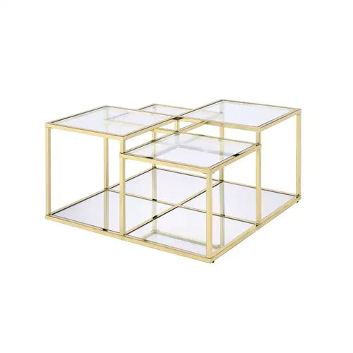 34" Uchenna Coffee Table Clear Glass/Gold Finish - Acme Furniture