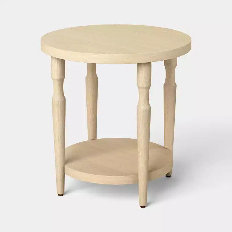 Tavolino in Legno Tornito con Ripiano Naturale - Threshold™