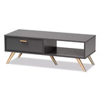 Kelson Wood Coffee Table Dark Gray/Gold - Baxton Studio