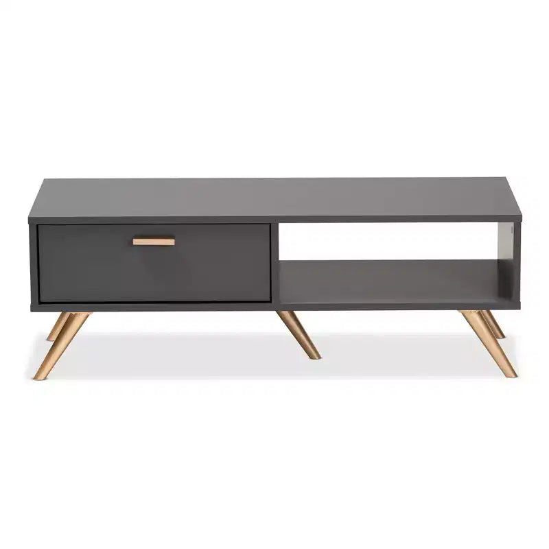Tavolino da caffè Kelson Wood grigio scuro/oro - Baxton Studio