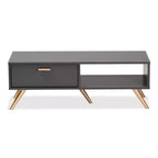 Tavolino da caffè Kelson Wood grigio scuro/oro - Baxton Studio