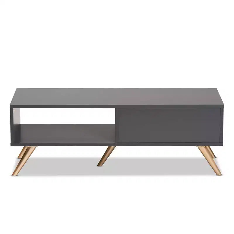 Tavolino da caffè Kelson Wood grigio scuro/oro - Baxton Studio
