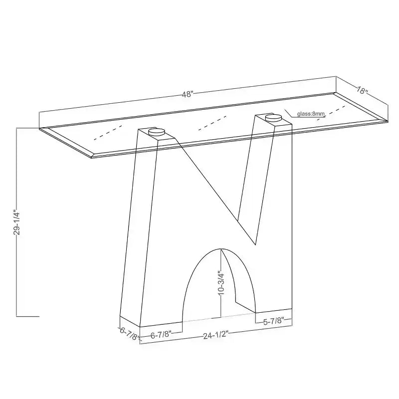 Riverpoint Tavolo Console Rettangolare Moderno Trasparente/Nero - HOMES: Inside + Out: Struttura in acciaio, bordo smussato