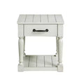 Hemingway End Table Alabaster - Steve Silver Co.: Cottage Style, Turned Legs, Storage Shelf, Planked Top