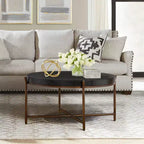 Tavolino rotondo Sylvie in rovere/metallo nero - Armen Living