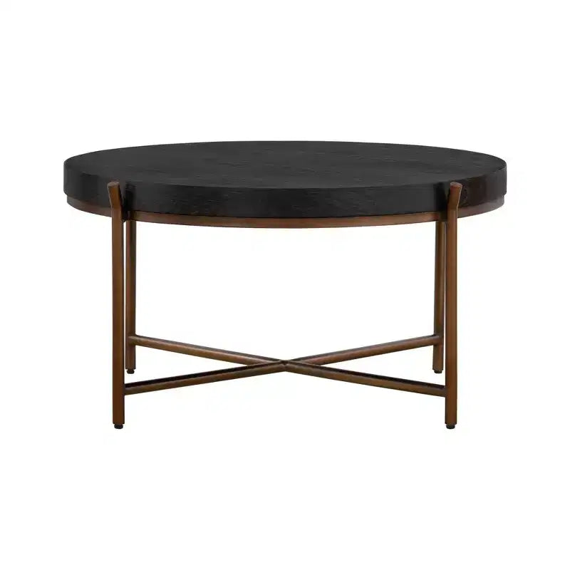 Tavolino rotondo Sylvie in rovere/metallo nero - Armen Living