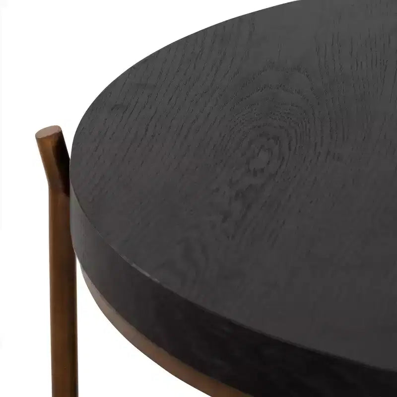 Tavolino rotondo Sylvie in rovere/metallo nero - Armen Living