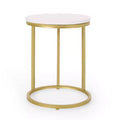 Ingersol Modern Glam C Shaped End Table White/Gold - Christopher Knight Home: Iron Frame, Wood Composite Top, Circular Sofa Side Table