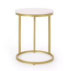 Ingersol Modern Glam C Shaped End Table White/Gold - Christopher Knight Home: Iron Frame, Wood Composite Top, Circular Sofa Side Table