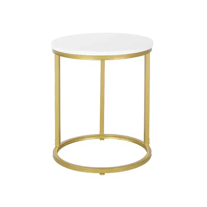 Ingersol Modern Glam Tavolino C Bianco/Oro - Christopher Knight Home: Struttura in ferro, piano in composito di legno, tavolino circolare da divano