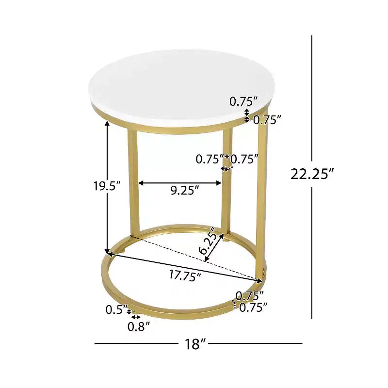 Ingersol Modern Glam Tavolino C Bianco/Oro - Christopher Knight Home: Struttura in ferro, piano in composito di legno, tavolino circolare da divano