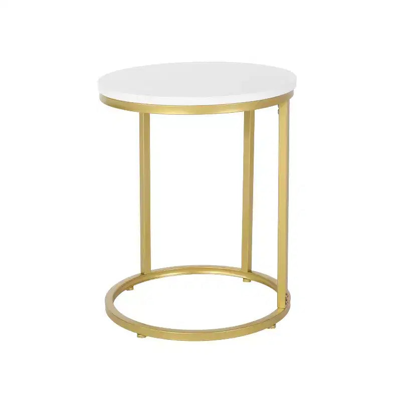 Ingersol Modern Glam Tavolino C Bianco/Oro - Christopher Knight Home: Struttura in ferro, piano in composito di legno, tavolino circolare da divano