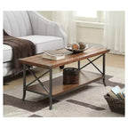 Tavolino Brookline Noce Scuro/Grigio Ardesia - Breighton Home: Design Elegante, Metallo Decorativo, Ripiano Contenitore