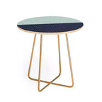 Deny Designs Round Colour Poems Color Block Lines Side Table Green/Gold: Stain-Resistant, Steel Frame, Wood Composite Top