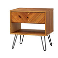 Lifestorey Alexandria 1 Drawer End Table Oak: Acacia Veneer Side Table with Storage Compartment