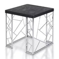 Sbragia Geometric Metal Legs End Table Faux Marble - HOMES: Inside + Out: Chrome-Plated Square Frame