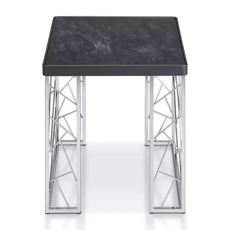 Sbragia Tavolino in finto marmo con gambe geometriche in metallo - HOMES: Inside + Out: Struttura quadrata cromata