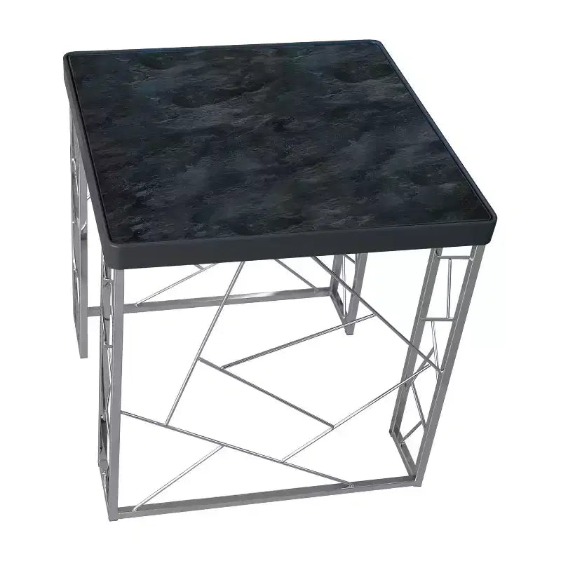 Sbragia Tavolino in finto marmo con gambe geometriche in metallo - HOMES: Inside + Out: Struttura quadrata cromata