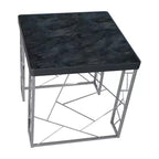 Sbragia Tavolino in finto marmo con gambe geometriche in metallo - HOMES: Inside + Out: Struttura quadrata cromata