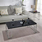 Sbragia Tavolino in finto marmo con gambe geometriche in metallo - HOMES: Inside + Out: Struttura quadrata cromata