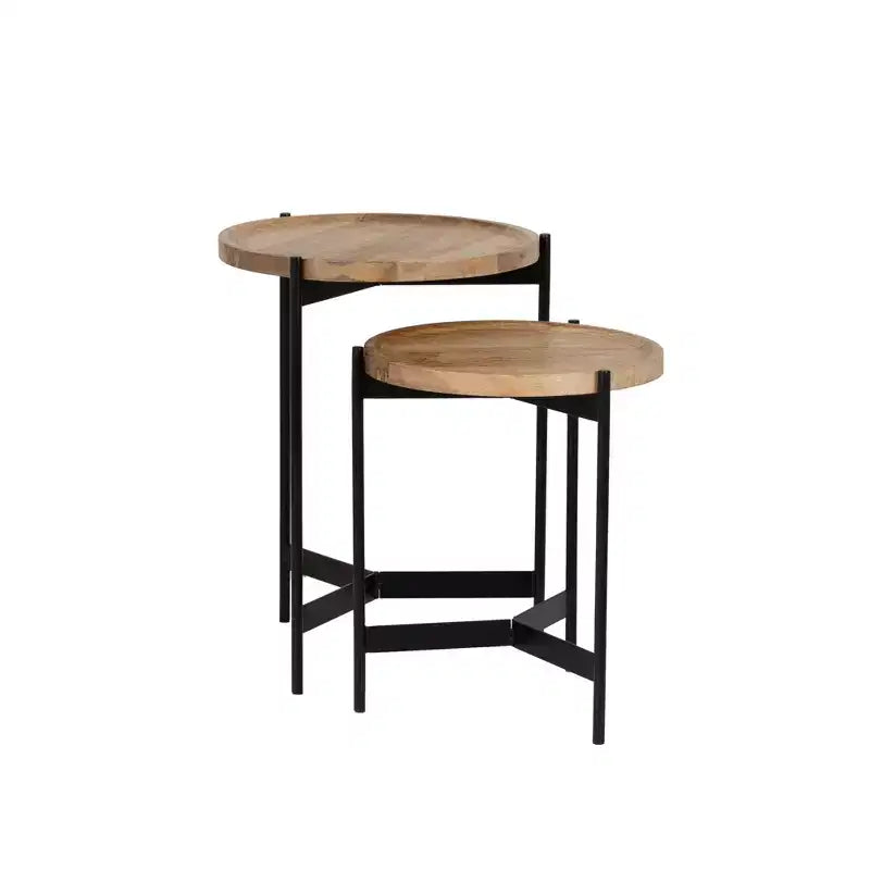 Powell Tyrion Wood and Metal Nesting Table Natural