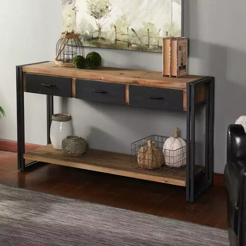 Consolle Calvin con Struttura in Metallo Naturale/Nero - StyleCraft