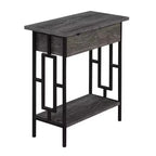 Town Square Flip Top End Table with Charging Station Weathered Gray/Black - Breighton Home: USB Ports, Cable Management, Bottom Shelf