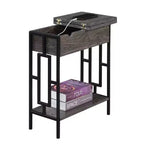 Tavolino quadrato con coperchio incernierato e stazione di ricarica Town Square, grigio/nero invecchiato - Breighton Home: porte USB, gestione cavi, ripiano inferiore