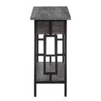 Tavolino quadrato con coperchio incernierato e stazione di ricarica Town Square, grigio/nero invecchiato - Breighton Home: porte USB, gestione cavi, ripiano inferiore