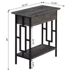 Tavolino quadrato con coperchio incernierato e stazione di ricarica Town Square, grigio/nero invecchiato - Breighton Home: porte USB, gestione cavi, ripiano inferiore