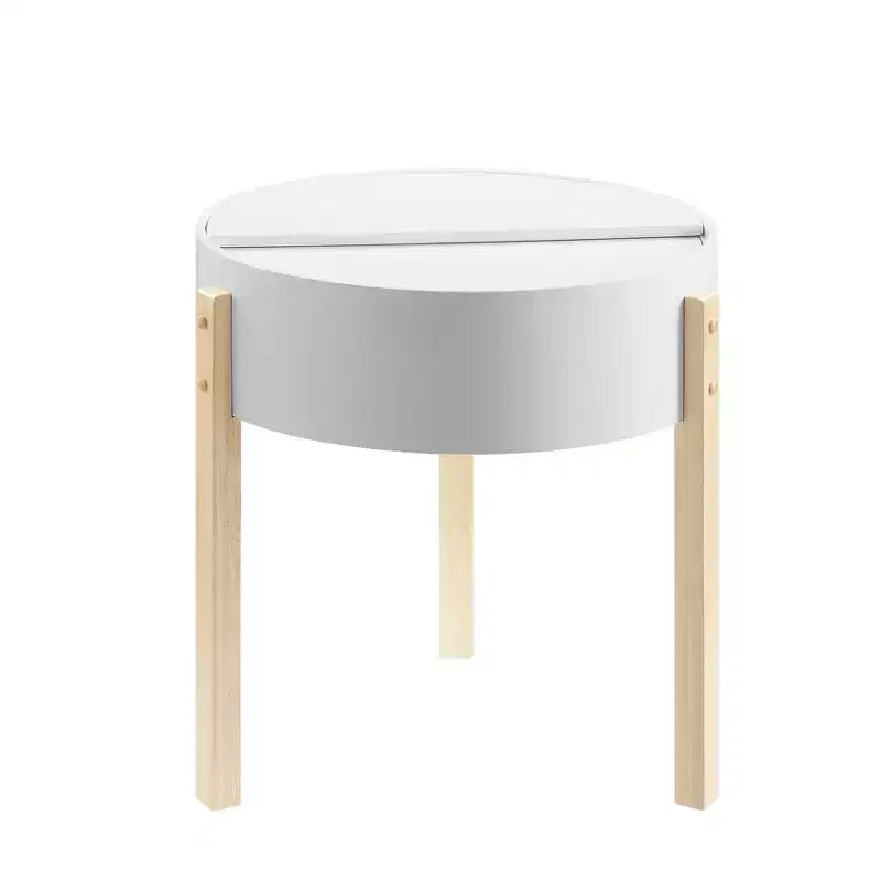 Tavolino Bodfish Bianco/Naturale - Acme Furniture: Moderno di Metà Secolo, Contenitore Nascosto, Compatto