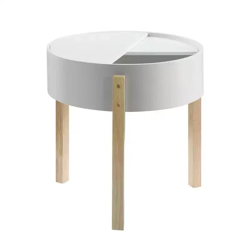 Tavolino Bodfish Bianco/Naturale - Acme Furniture: Moderno di Metà Secolo, Contenitore Nascosto, Compatto