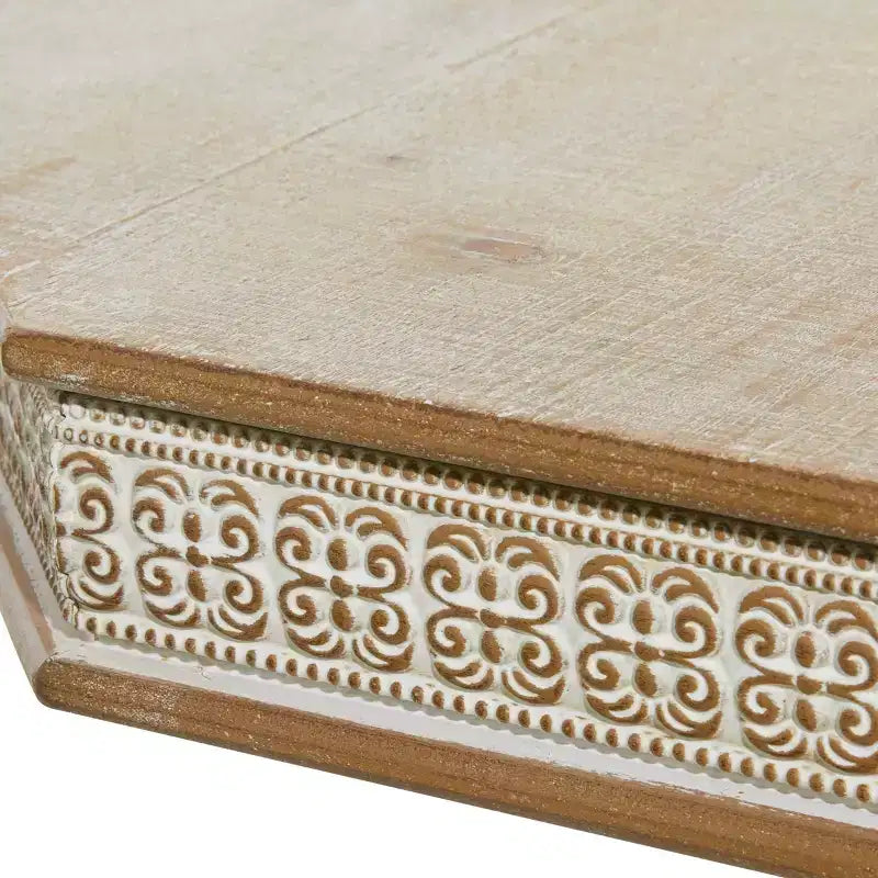 Tavolino rustico in legno sbiancato marrone - Olivia & May: Realizzato a mano, nessun assemblaggio richiesto