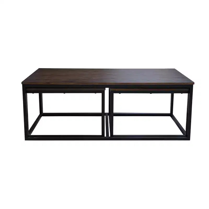 Tavolino da Caffè da 137 cm in Legno di Acacia Arcadia con Tavolini Nido Finitura Moka Anticata - Alaterre Furniture