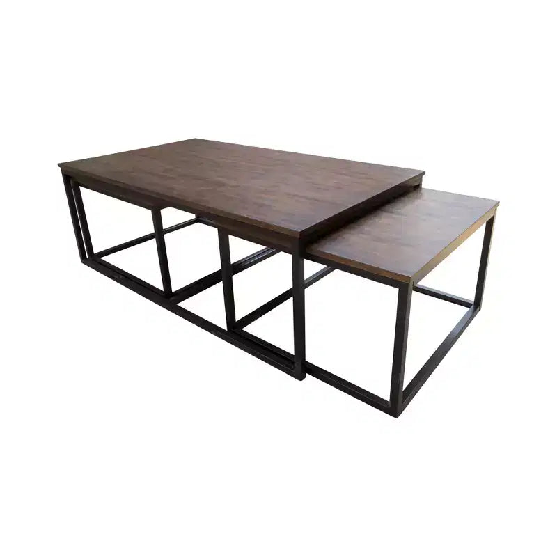Tavolino da Caffè da 137 cm in Legno di Acacia Arcadia con Tavolini Nido Finitura Moka Anticata - Alaterre Furniture