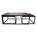 Tavolino da Caffè da 137 cm in Legno di Acacia Arcadia con Tavolini Nido Finitura Moka Anticata - Alaterre Furniture