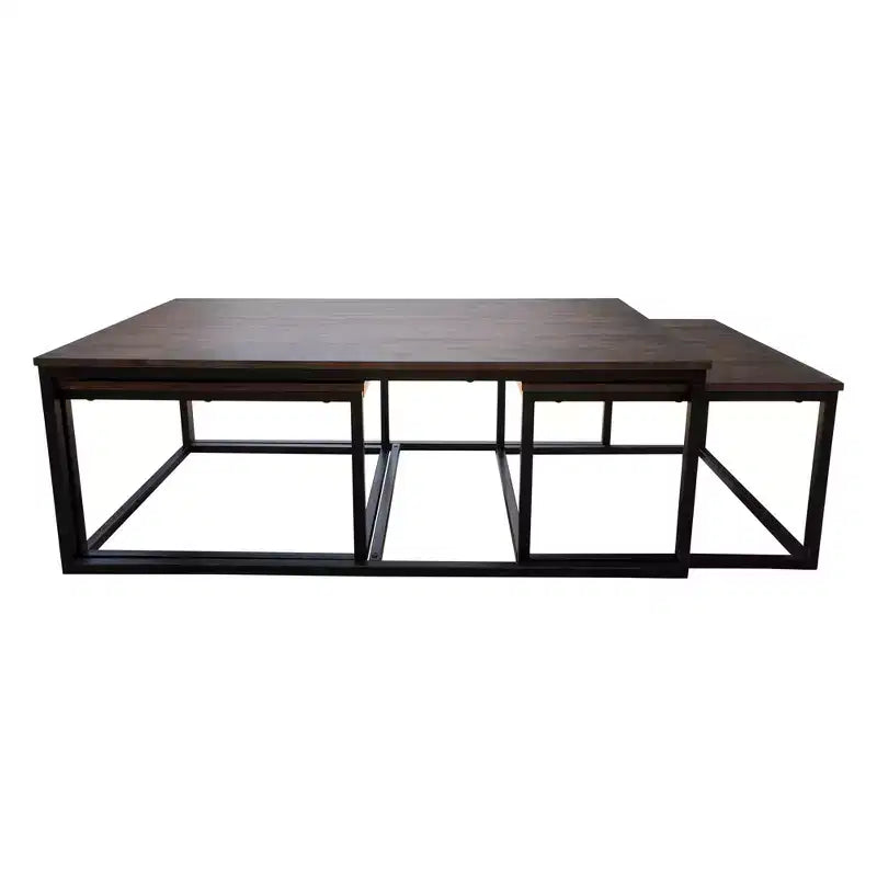 Tavolino da Caffè da 137 cm in Legno di Acacia Arcadia con Tavolini Nido Finitura Moka Anticata - Alaterre Furniture