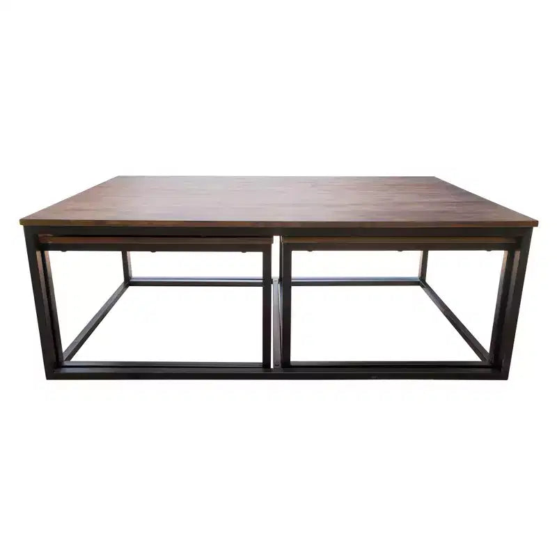 Tavolino da Caffè da 137 cm in Legno di Acacia Arcadia con Tavolini Nido Finitura Moka Anticata - Alaterre Furniture