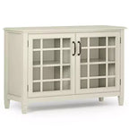 Mobile Basso Contenitore Hampshire Bianco Antico - WyndenHall: Stile Tradizionale, Ripiani Regolabili, Ante in Vetro