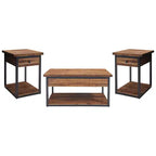 Claremont Rustic Wood Coffee Table and 2 End Tables Black - Alaterre Furniture: 3-Piece Set with Shelf & Drawers