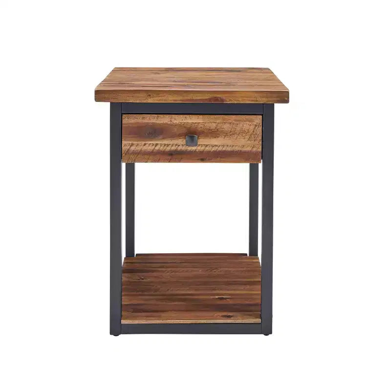 Tavolino da caffè in legno rustico Claremont e 2 tavolini laterali neri - Alaterre Furniture: Set da 3 pezzi con ripiano e cassetti