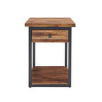 Tavolino da caffè in legno rustico Claremont e 2 tavolini laterali neri - Alaterre Furniture: Set da 3 pezzi con ripiano e cassetti
